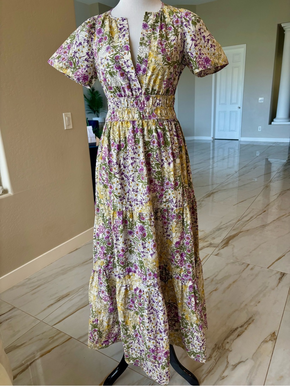 NEW Anthropologie The Somerset Maxi Dress Anthropologie V Neck Lilac Floral 2-4 - Picture 8 of 12